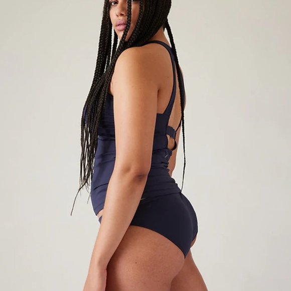 NWT Athleta Dress Blue Maldives Bra Cup High Neck Tankini Top Swim - Picture 5 of 8